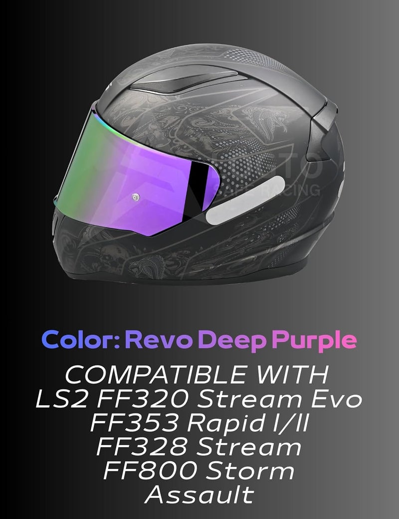 Logto Compatible with LS2 FF353/320/328/800 Helmets Visor Tint Replacement Motorcycle Helmet Face Shield (Revo Deep Purple) - Image 5